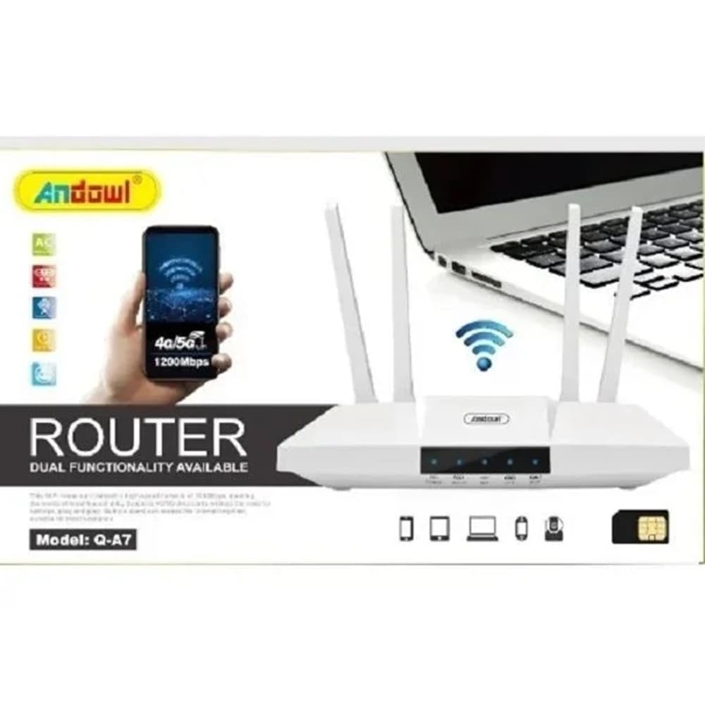 ROUTER WIRELESS 4G/5G WI-FI 5 1200MBPS DOPPIA BANDA 2,4 E 5 GHZ SUPPORTA SCHEDA SIM Q-A7 - 3