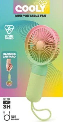 Mini ventilatore portatile ricaricabile con pratico gancio da polso,