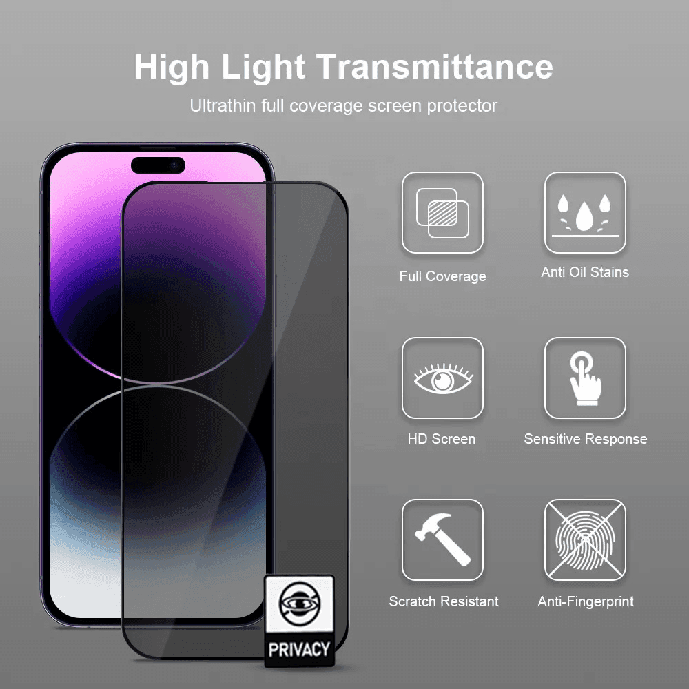 vetro temperato iphone 17 pro max privacy full glue con kit applicatore - 2