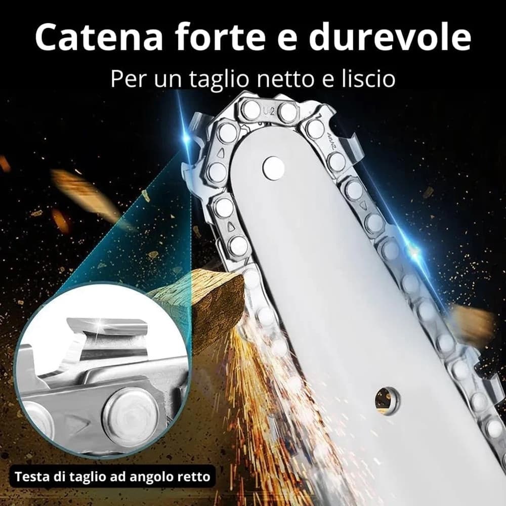 MINI MOTOSEGA ELETTRICA A BATTERIA RICARICABILE 6" PER POTATURA GIARDINO GIARDINAGGIO - 4