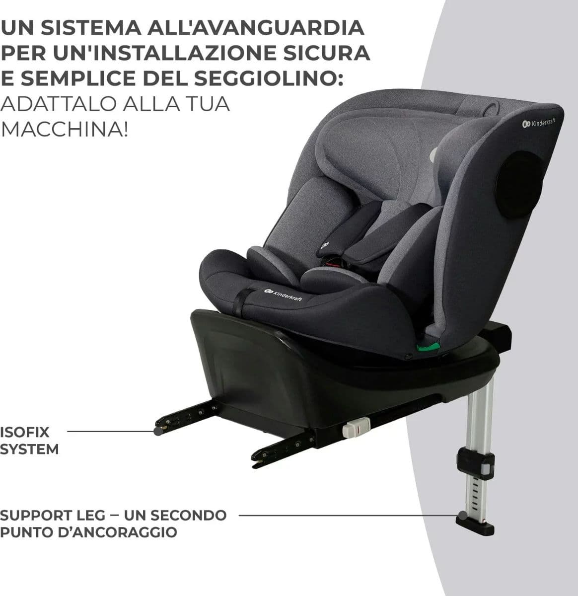 Seggiolino Auto Kinderkraft I-360 i-Size-Grigio - 5