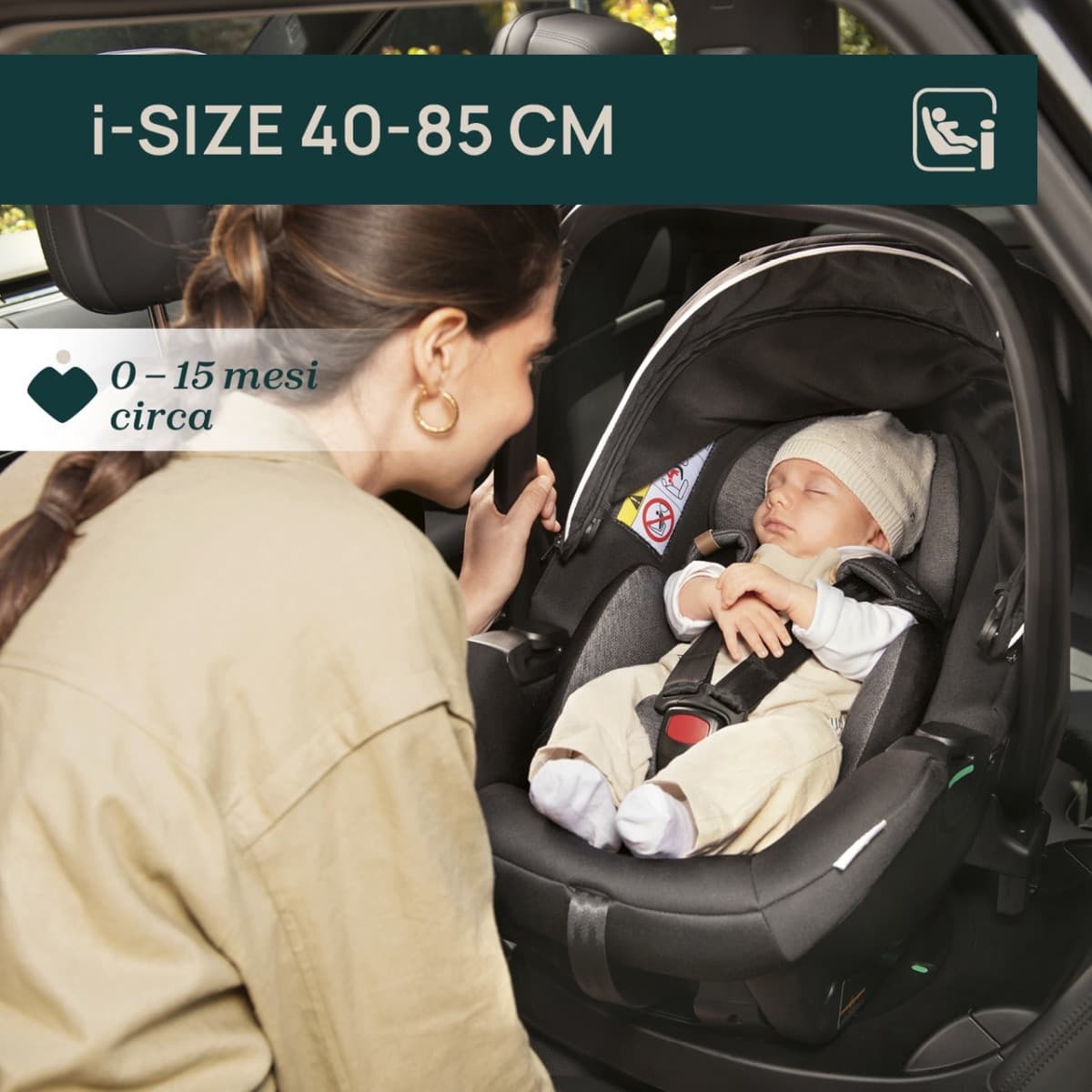 Seggiolino Auto Kory Plus I-Size (40-85cm) Chicco-Black Satin - 3