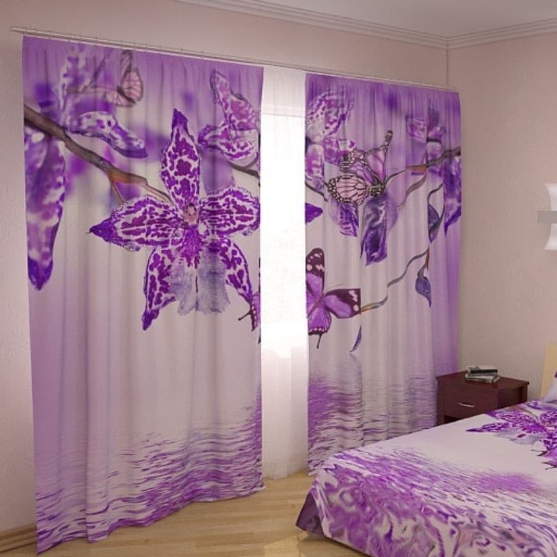 Tenda digitale e copriletto coordinato Orchidea Viola - 2