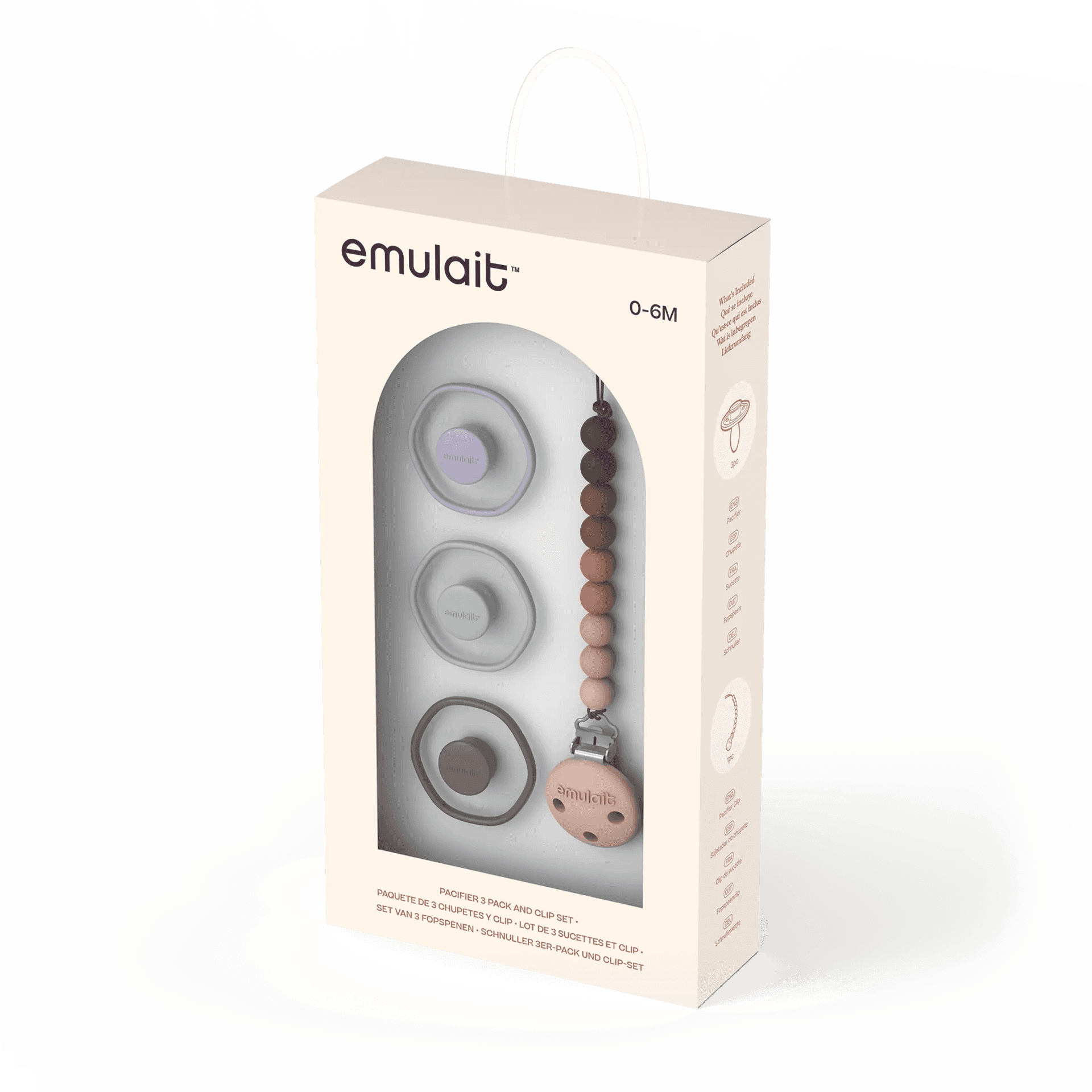 Set regalo 3 Ciucci e Clip Emulait – 0 - 6 Mesi