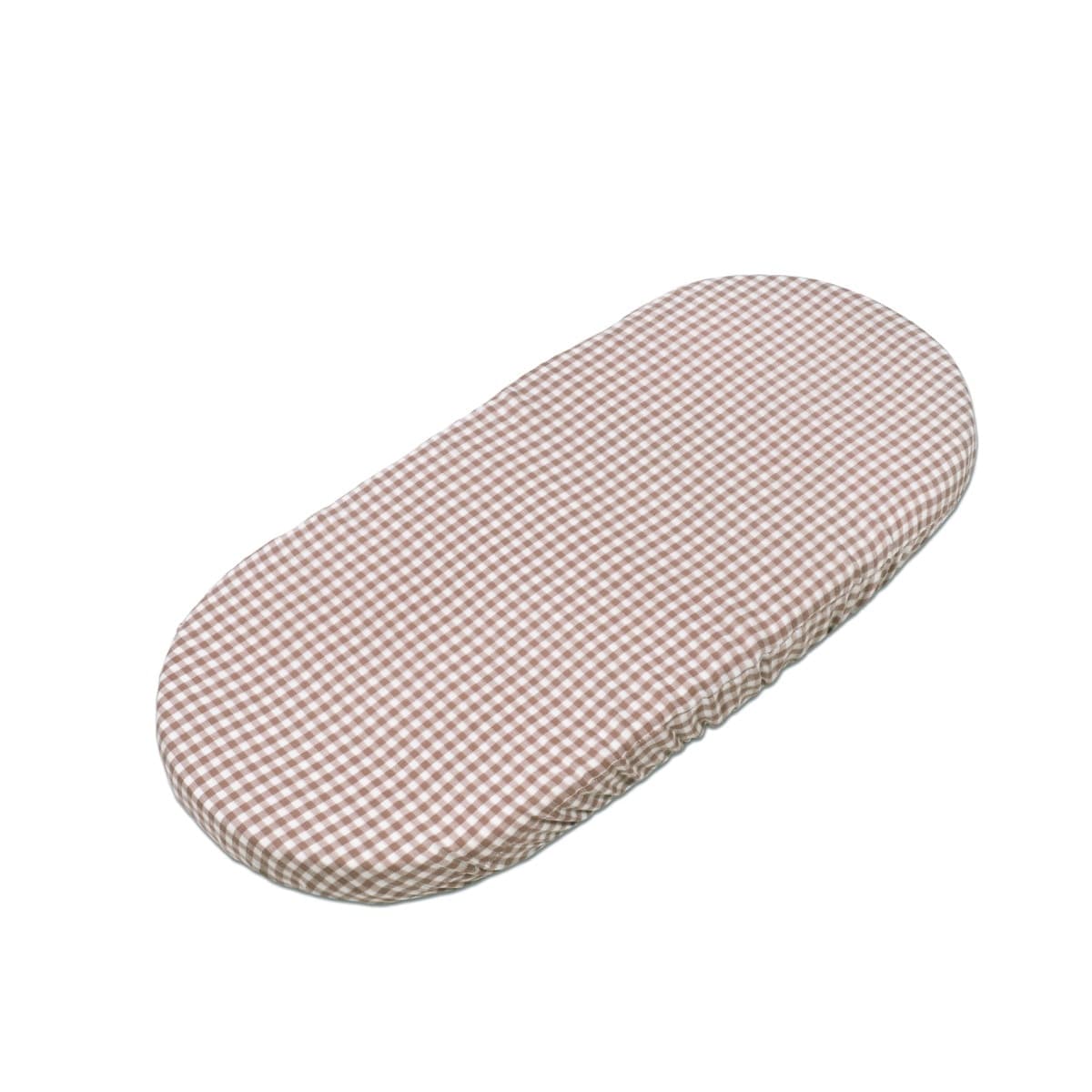 Set/ 2 Lenzuoli con angoli per navicella Pasito a Pasito WM Praliné Vichy/Strisce Moka - 2