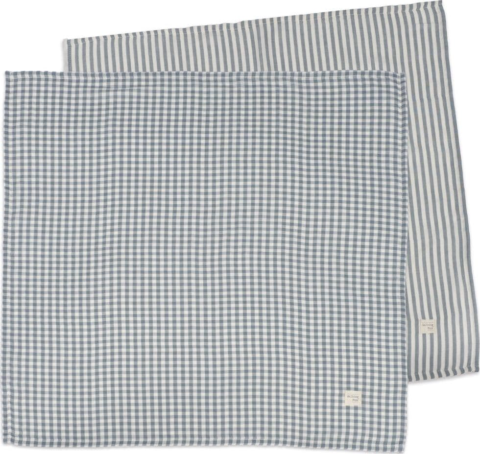 Set/ 2 Mussole 70x70 cm Pasito a Pasito WM Praliné Vichy/Strisce Matcha - 2