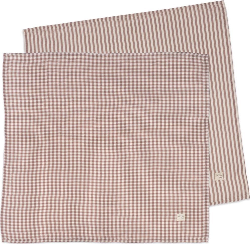 Set/ 2 Mussole 70x70 cm Pasito a Pasito WM Praliné Vichy/Strisce Moka - 2
