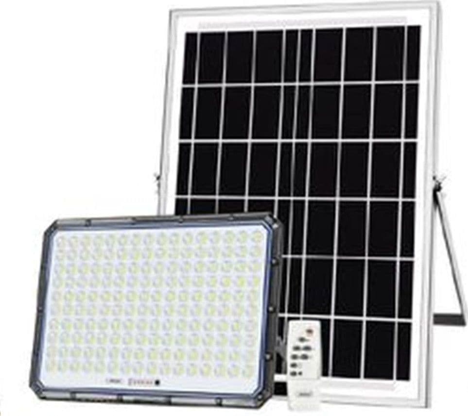 FARETTO LED CON PANNELLO SOLARE ESTERNO 5000W IP66 SENSORE CREPUSCOLARE TELECOMANDO Q-L95