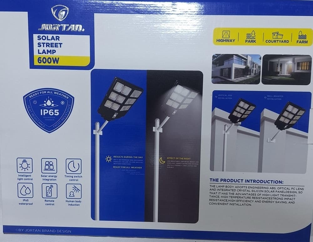 LAMPIONE STRADALE LAMPADA A LED DA 600W CON PANNELLO SOLARE TELECOMANDO IP65 USO ESTERNO - 4