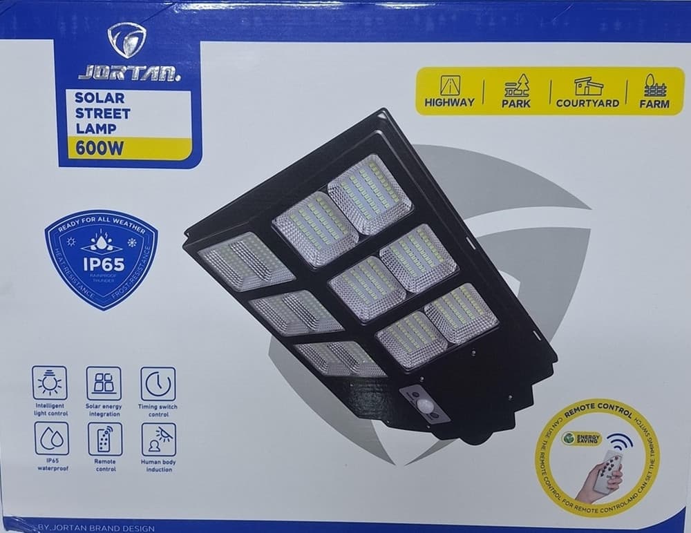 LAMPIONE STRADALE LAMPADA A LED DA 600W CON PANNELLO SOLARE TELECOMANDO IP65 USO ESTERNO - 5