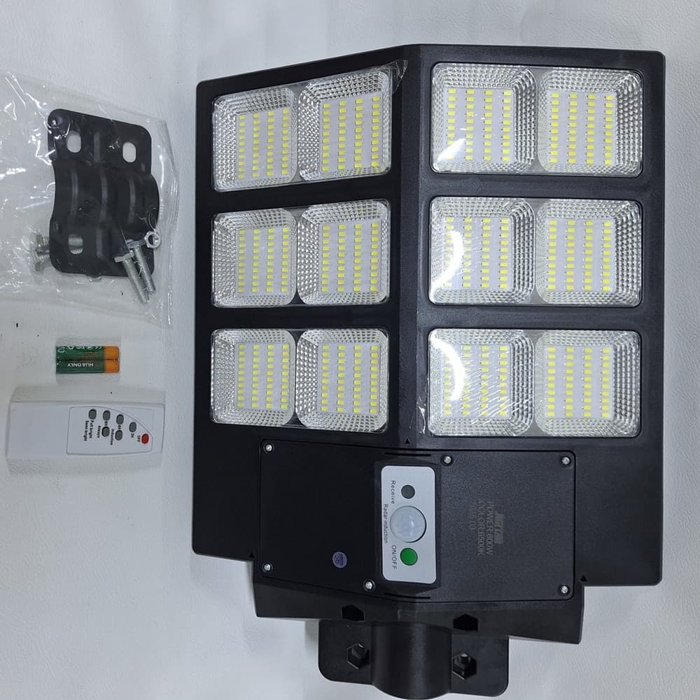 LAMPIONE STRADALE LAMPADA A LED DA 600W CON PANNELLO SOLARE TELECOMANDO IP65 USO ESTERNO - 6