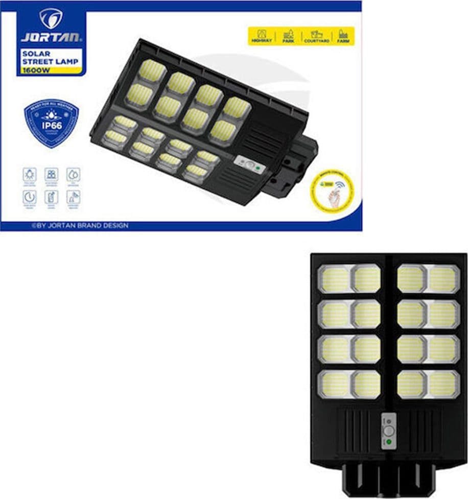 LAMPIONE STRADALE SOLARE A LED 1600W IMPERMEABILE CON SENSORE MOVIMENTO TELECOMANDO IP66 - 2