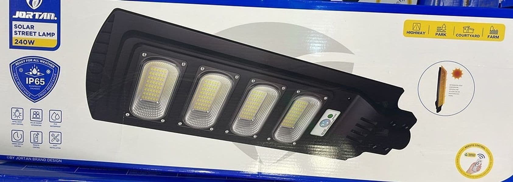 LAMPIONE SOLARE A LED 240W IP65 SENSORE DI MOVIMENTO TELECOMANDO PER PARCHI CORTILI STRADE - 2