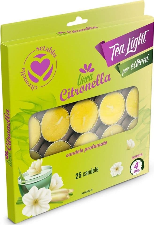 SET CANDELE TEALIGHT PROFUMATE CITRONELLA 25PZ REPELLENTE ZANZARE PER USO ESTERNO 406030 - 2