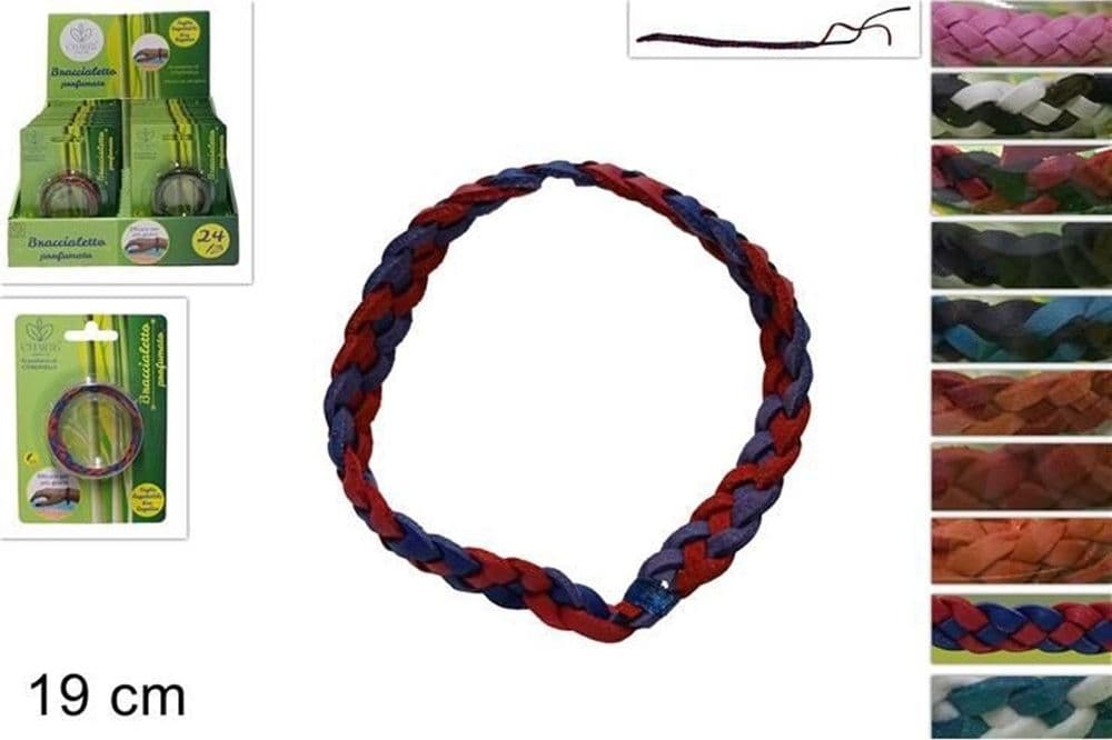 SET 24PZ BRACCIALETTO BRACCIALE INTRECCIATO PROFUMATO CITRONELLA 19CM VARI COLORI 639672A - 2