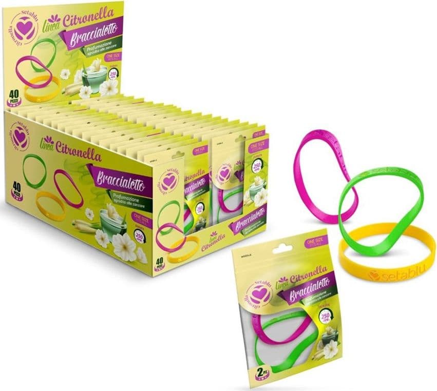 SET 40PZ DA 2 BRACCIALI BRACCIALETTO CITRONELLA REPELLENTE ZANZARE ADULTI BAMBINI 023786 - 2