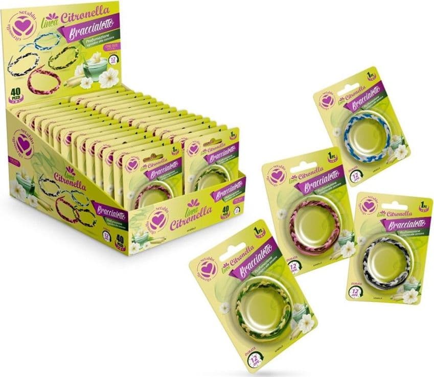 SET 40PZ BRACCIALE BRACCIALETTO CITRONELLA TRECCIA REPELLENTE ZANZARE COLORI ASSORTITI 023809 - 2