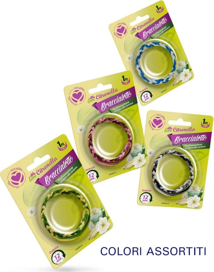 SET 40PZ BRACCIALE BRACCIALETTO CITRONELLA TRECCIA REPELLENTE ZANZARE COLORI ASSORTITI 023809 - 3