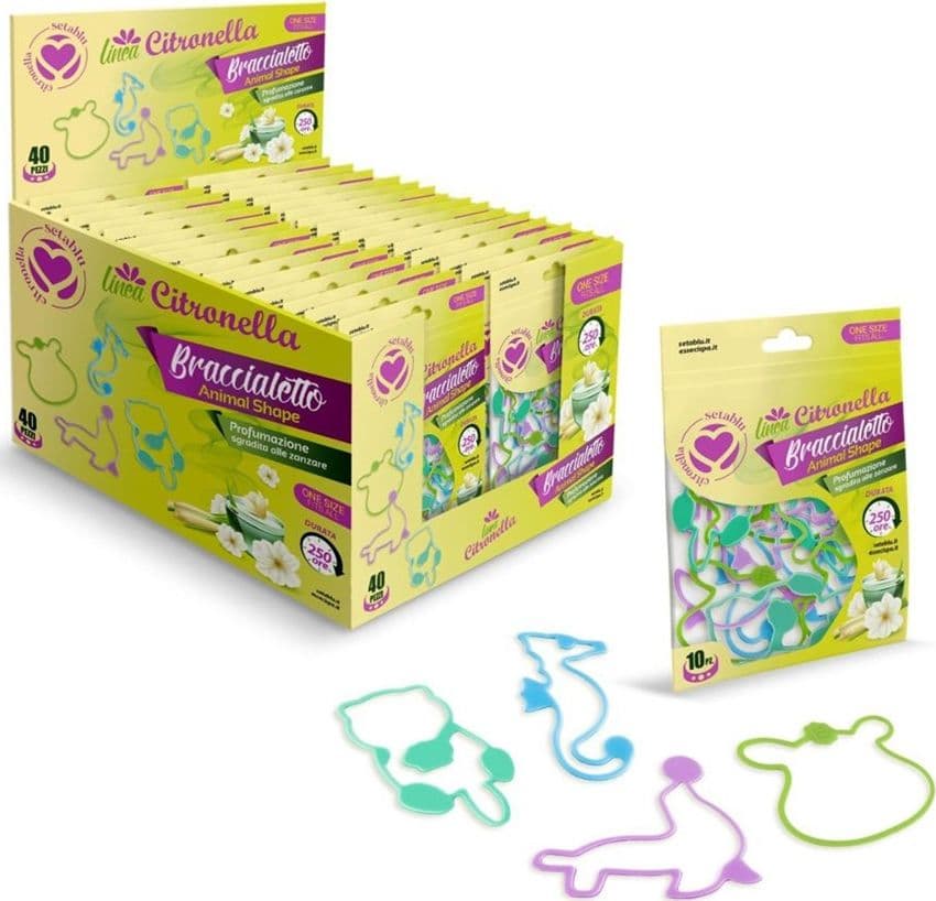 SET 40PZ DA 10 BRACCIALI BRACCIALETTO CITRONELLA ANIMAL SHAPE REPELLENTE ANTIZANZARE 023830 - 2