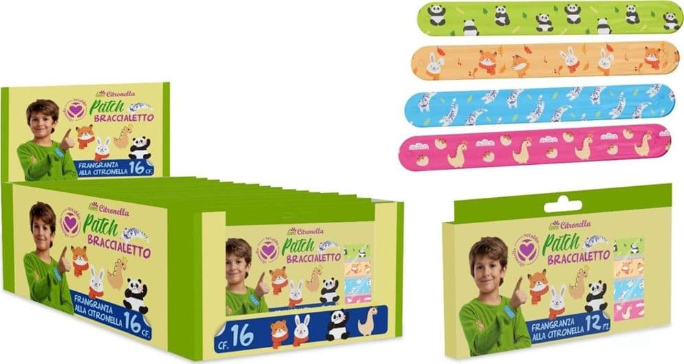 SET 16PZ DA 12 PATCH BRACCIALETTO FRAGRANZA ALLA CITRONELLA ANTIZANZARE PER BAMBINI 035078 - 2