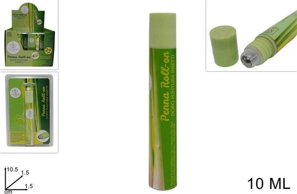 SET 24PZ PENNA ROLL-ON DOPOPUNTURA INSETTI ZANZARE 10ML PUNTA A SFERA IN ACCIAIO 639597A - 2