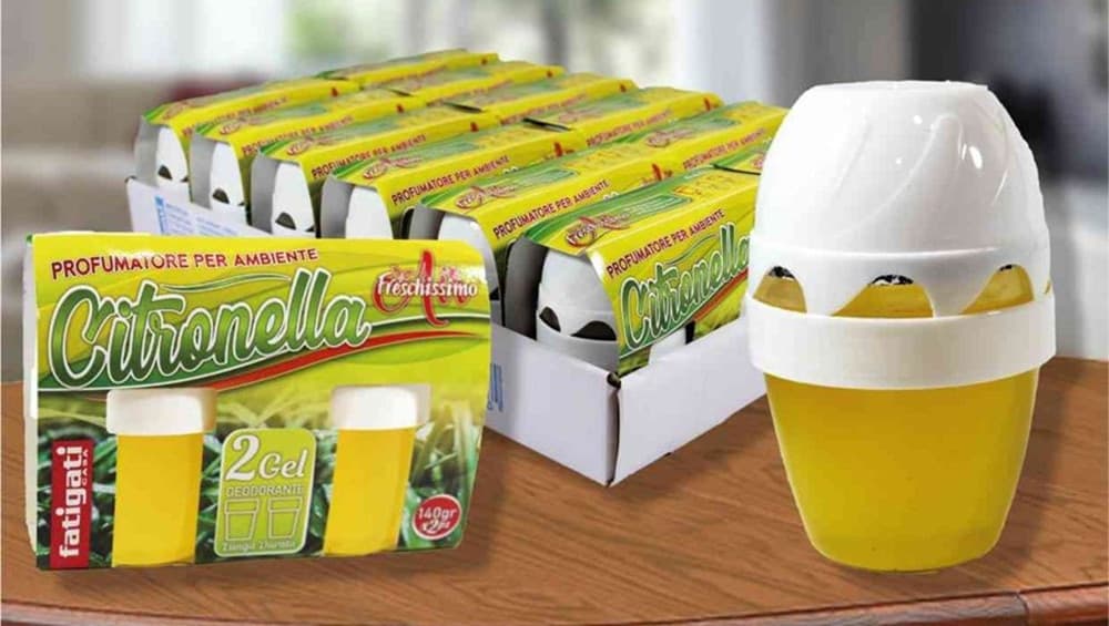 SET 12PZ DI DEODORANTE PER AMBIENTI IN GEL ALLA CITRONELLA 2PZ DA 140GR ANTI INSETTI 401765 - 5