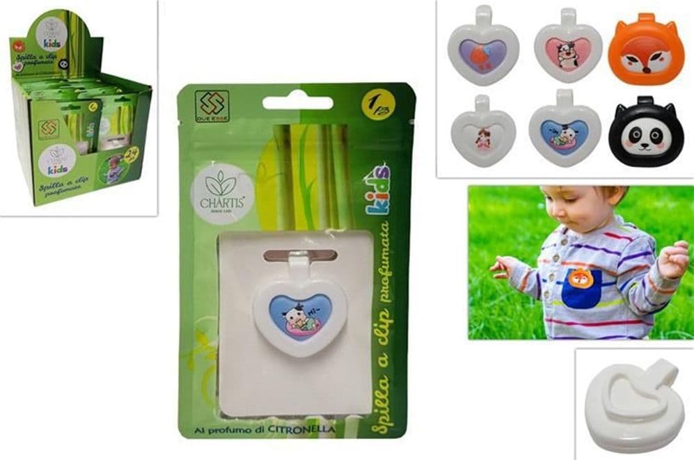 SET 24PZ SPILLETTA SPILLA CLIP PROFUMATA CITRONELLA PER BAMBINI REPELLENTE INSETTI 633465A - 2