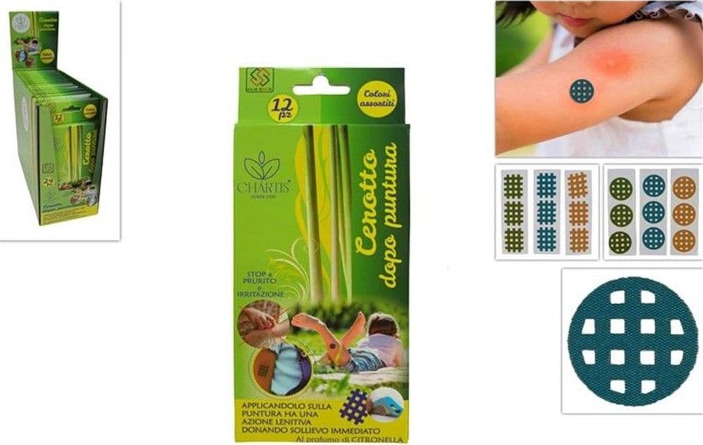 SET 24PZ DA 12 STICKER CEROTTO DOPO PUNTURA CITRONELLA AZIONE LENITIVA ASSORTITI 639610A - 2