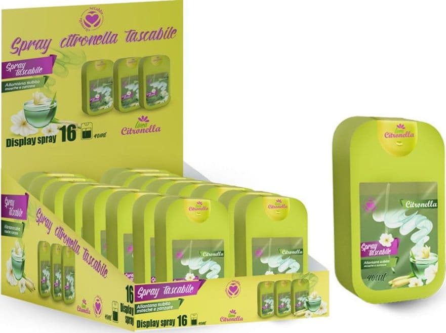 SET 16PZ SPRAY TASCABILE ALLA CITRONELLA DA 40ML REPELLENTE NATURALE MOSCHE ZANZARE 034217 - 2