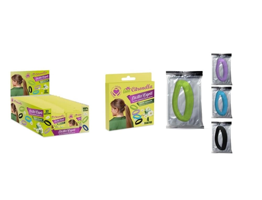 SET 32PZ DA 4 ELASTICI CAPELLI ANTIZANZARE COLORATI PROFUMO REPELLENTE INSETTI 035061 - 2