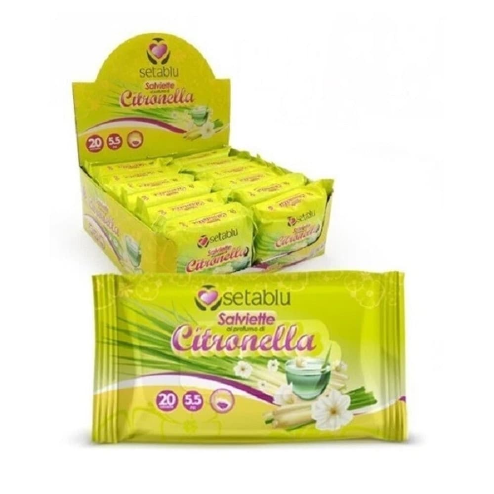 SET 12PZ DA 20 SALVIETTINE IMBEVUTE AL PROFUMO DI CITRONELLA ANTI ZANZARA MORBIDE 59071SE - 4