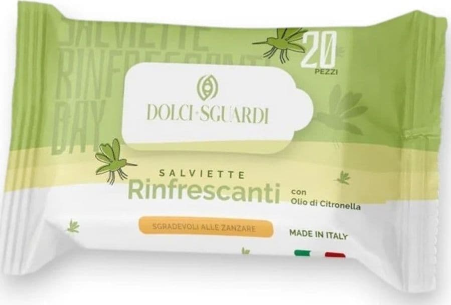 SET 24PZ DA 20 SALVIETTE RINFRESCANTI CON OLIO DI CITRONELLA ALLONTANA ZANZARE 014924A - 2