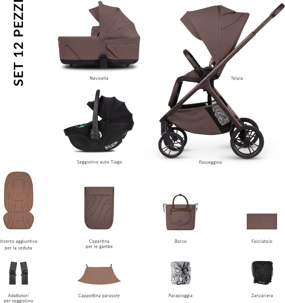 Trio Venicci Tila con Seggiolino Tiago – Noce