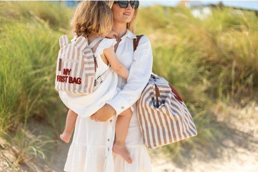 Zaino Bambini My First Bag Childhome Stripes Nude/Terracotta - 4