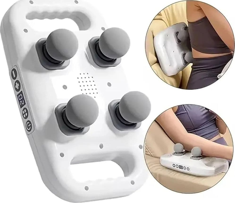 MASSAGGIATORE ELETTRICO PORTATILE RICARICABILE PISTOLA PER MASSAGGIO CORPO A 4 TESTINE - 3