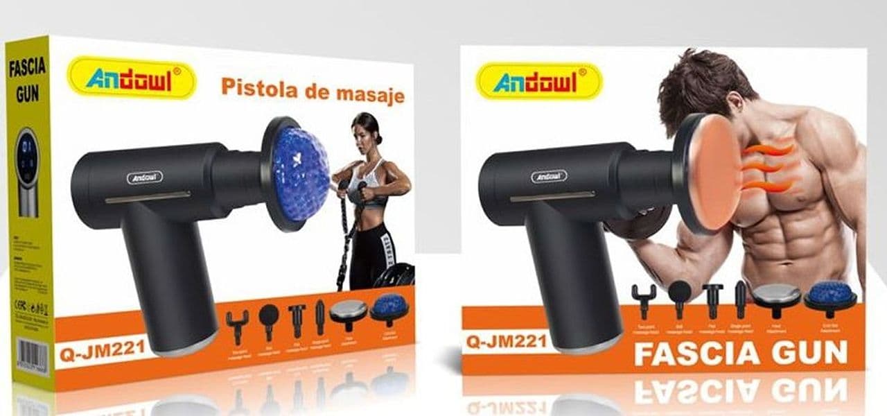 PISTOLA MASSAGGIANTE MASSAGGIATORE CON 6 TESTINE Q-JM221 PER COLLO VITA SCHIENA GAMBE CORPO - 2