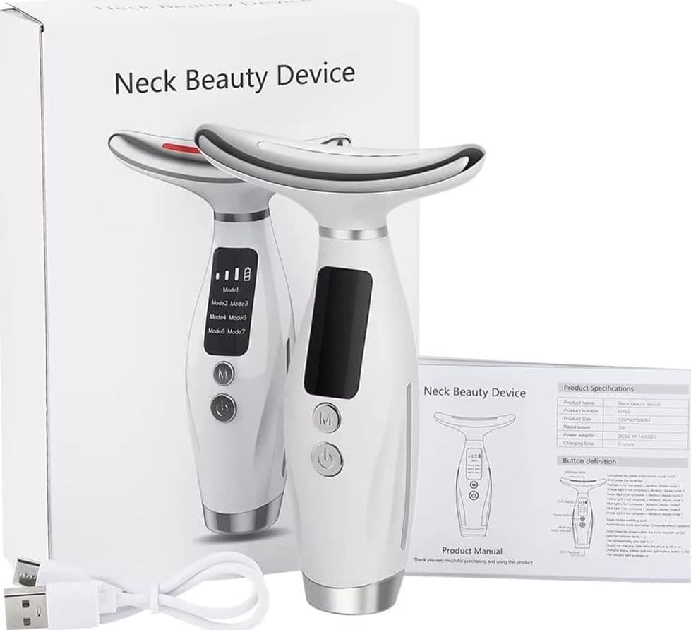 MASSAGGIATORE VISO COLLO LIFTING ELETTRICO ANTIRUGHE DISPOSITIVO BELLEZZA LED EMS GUA SHA - 2