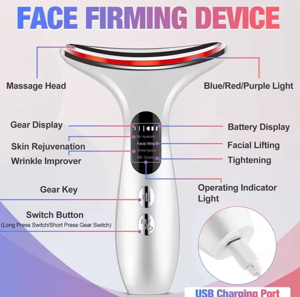 MASSAGGIATORE VISO COLLO LIFTING ELETTRICO ANTIRUGHE DISPOSITIVO BELLEZZA LED EMS GUA SHA - 5