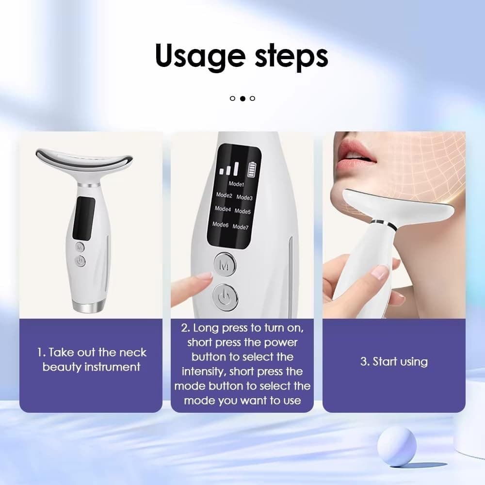 MASSAGGIATORE VISO COLLO LIFTING ELETTRICO ANTIRUGHE DISPOSITIVO BELLEZZA LED EMS GUA SHA - 8