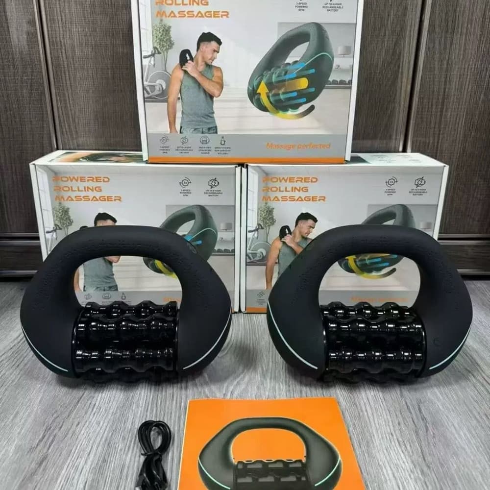 MASSAGGIATORE A RULLO ELETTRICO SOLLIEVO MUSCOLARE CORPO BATTERIA RICARICABILE ERGONOMICA - 8