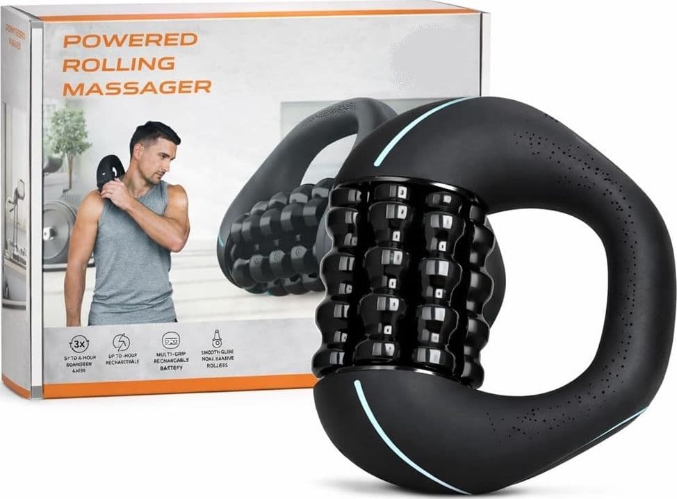 MASSAGGIATORE A RULLO ELETTRICO SOLLIEVO MUSCOLARE CORPO BATTERIA RICARICABILE ERGONOMICA - 9