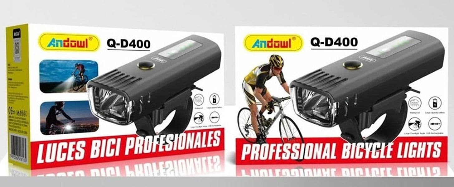 LUCE ANTERIORE PROFESSIONALE PER BICICLETTA A LED RICARICABILE USB IMPERMEABILE Q-D400 - 2