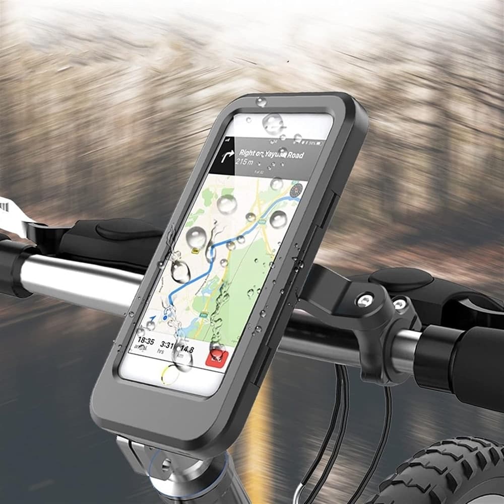 CUSTODIA PORTA SMARTPHONE BICI ROTAZIONE 360° SUPPORTO REGOLABILE STAFFA IMPERMEABILE LE-385
