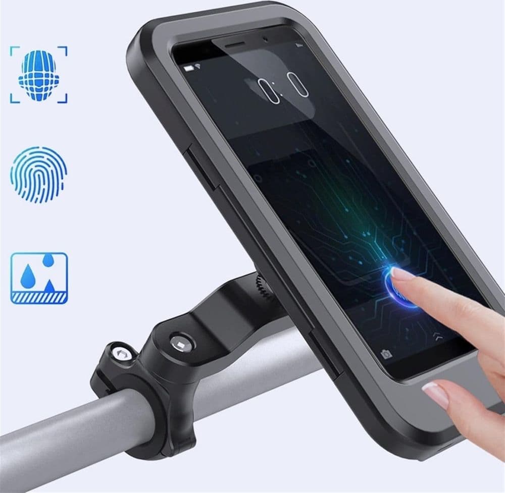 CUSTODIA PORTA SMARTPHONE BICI ROTAZIONE 360° SUPPORTO REGOLABILE STAFFA IMPERMEABILE LE-385 - 5