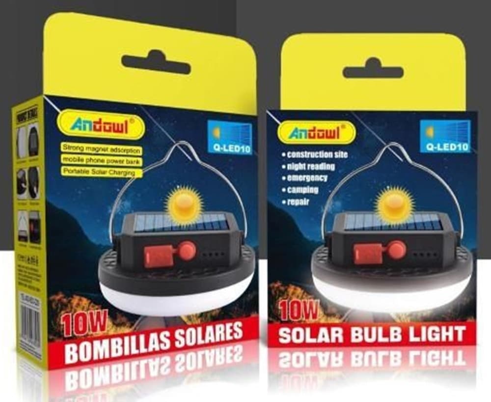 LAMPADA A SOSPENSIONE SOLARE LED LUCE BIANCA 6000K POWERBANK IP65 PORTATILE 10W Q-LED10 - 2