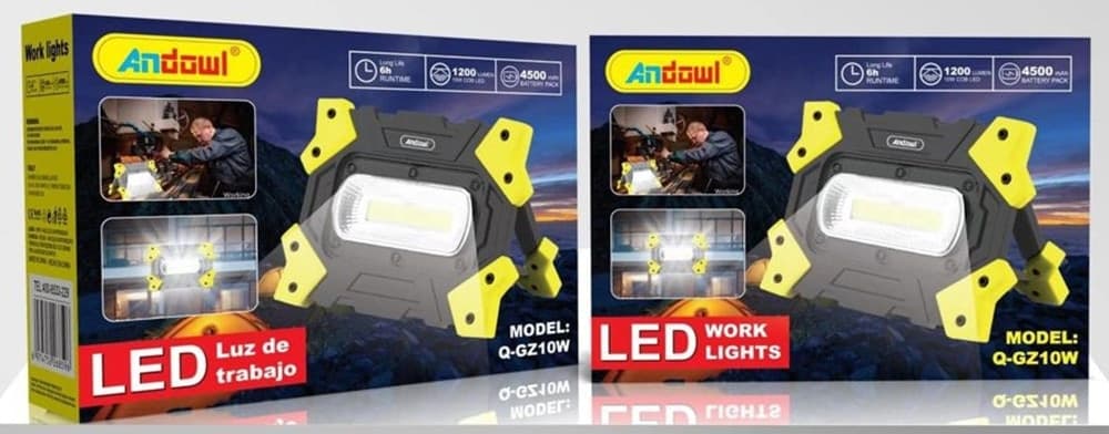 LAMPADA FARETTO DA LAVORO CANTIERE A LED BATTERIA RICARICABILE PORTATILE 4500MAH Q-GZ10W - 2