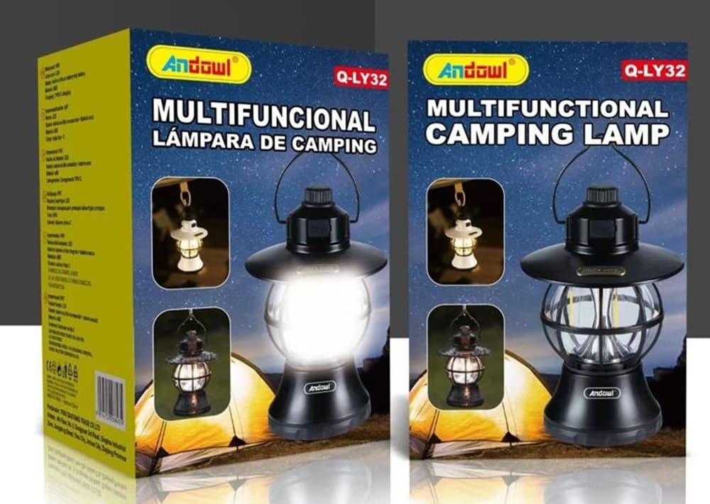 LAMPADA DA CAMPEGGIO MULTIFUNZIONALE LED PORTATILE LANTERNA RETRÒ PER ESCURSIONISMO Q-LY32 - 2