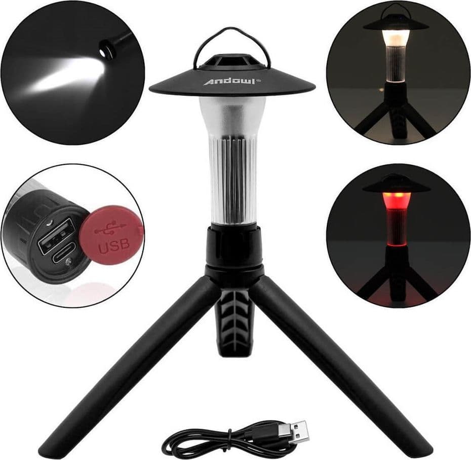 LANTERNA TORCIA DA CAMPEGGIO ELETTRICA RICARICABILE DOPPIA LUCE A LED 100LM GANCIO Q-LY97