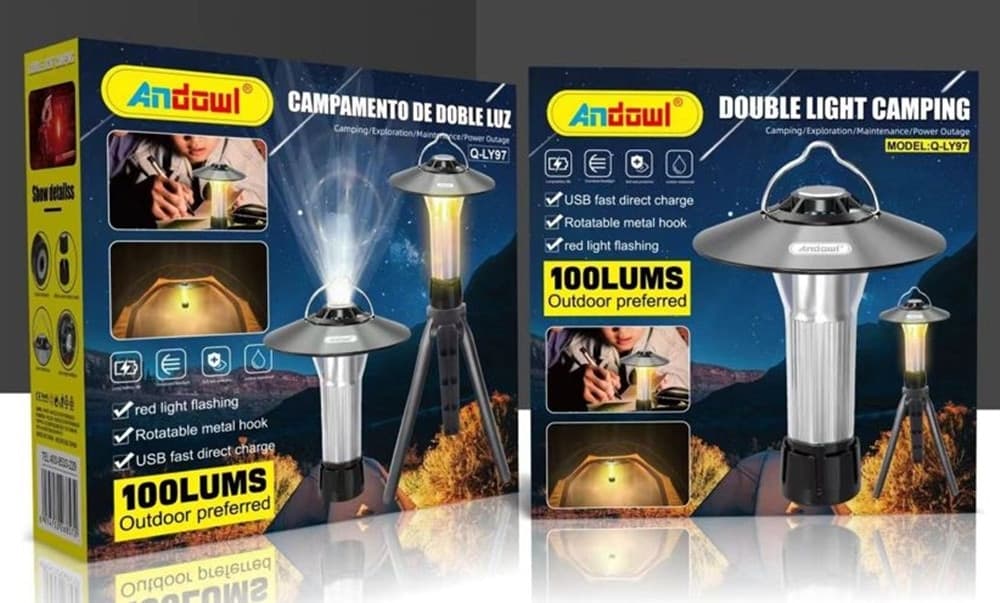 LANTERNA TORCIA DA CAMPEGGIO ELETTRICA RICARICABILE DOPPIA LUCE A LED 100LM GANCIO Q-LY97 - 2