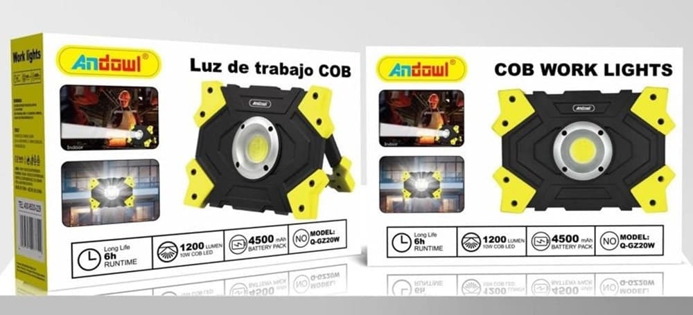 LAMPADA PORTATILE FARETTO LUCE DA LAVORO A LED COB 1200 LUMEN BATTERIA 4500 MAH Q-GZ20W - 2